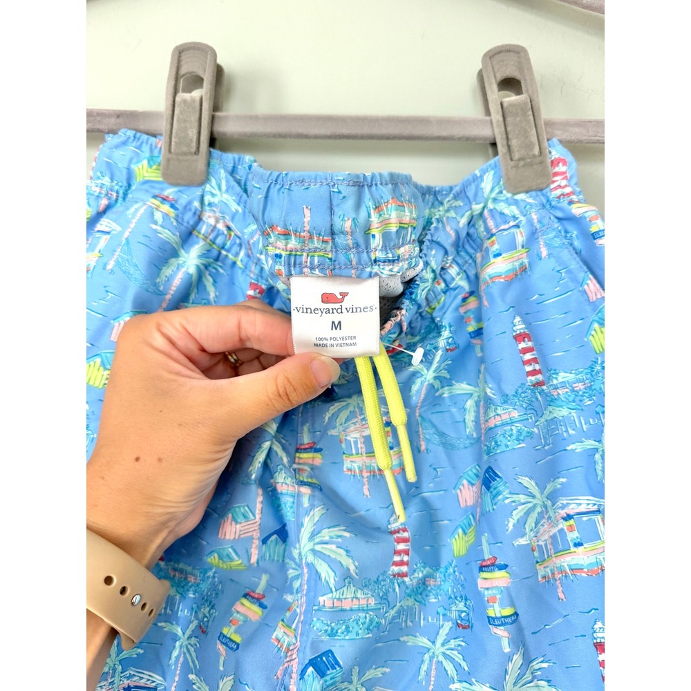 Vineyard Vines Boys' Printed Chappy Swim Trunks Bathing Suit Cabana Blue M/12-14 - Picture 2 of 5
